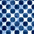 Seamless geometric pattern with grunge monochrome blue navy watercolor abstract overlapping shapes checkered background Royalty Free Stock Photo