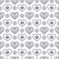 Seamless geometric pattern with hearts vector repeating monochrome texture