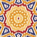 Seamless geometric pattern, ikat fabric style.