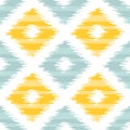 Seamless geometric pattern, ikat fabric style.