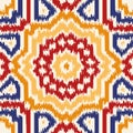 Seamless geometric pattern, ikat fabric style.