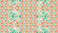 Seamless Geometric Pattern with Interlocking Circles and Petal Shapes in Teal and Coral Royalty Free Stock Photo