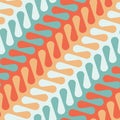 Seamless geometric pattern with interlocking diagonal wavy lines. Striped texture in vintage colors. Abstract background. Royalty Free Stock Photo