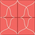 Seamless geometric pattern with belts, ropes and buckles. Complex vector print in coral, red and cream.