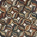 Seamless geometric pattern with multicolor wavy lines in green, grey, and brown. Retro style design.Abstract striped background. Royalty Free Stock Photo