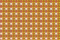 Seamless geometric pattern in red wite and yellow color with flowers Royalty Free Stock Photo