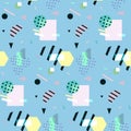 Seamless geometric pattern in retro 80s style, memphis, vector