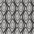 Seamless geometric pattern with rhombuses. Abstract ethnic ornament Black spirals on gray background Royalty Free Stock Photo