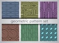 Seamless geometric pattern set. Geometric simple prints. Royalty Free Stock Photo