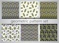 Seamless geometric pattern set. Geometric simple prints. Vector repeating textures with lines and shapes. Royalty Free Stock Photo