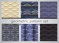 Seamless geometric pattern set. Geometric simple prints. Vector repeating textures withlinear shapes. Royalty Free Stock Photo