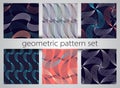 Seamless geometric pattern set. Geometric simple prints. Vector repeating textures withlinear shapes. Royalty Free Stock Photo