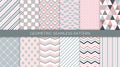 Seamless geometric pattern set with square, dot, triangle, line in Scandinavian style Royalty Free Stock Photo