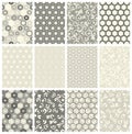 Seamless Geometric Pattern Set. Vector Black and White Hexagon Royalty Free Stock Photo