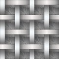 seamless geometric pattern in shades of gray interlacing stripes, design, texture Royalty Free Stock Photo