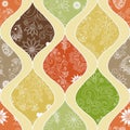 Seamless geometric pattern of shapes with vintage pattern