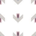 Seamless geometric pattern vector background colorful art with lines rectangles and arrows vintage retro design gray red navy blue Royalty Free Stock Photo