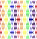 Seamless geometric pattern vector background colorful design art with rainbow colors diamond looking shapes made of rectangles and Royalty Free Stock Photo