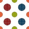 Seamless geometric pattern vector background with cut circles colorful design abstract vintage retro art blue green orange red whi Royalty Free Stock Photo