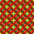 Seamless geometric pattern vector background vintage retro design colorful art with circle round shapes and stars brown red green Royalty Free Stock Photo