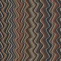 Seamless geometric pattern with vertical multicolored wavy stripes on a black background. Striped texture. Vector illustration. Royalty Free Stock Photo