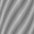 Seamless geometric pattern with wavy dotted black lines on a white background. Halftone dots texture. Metallic perforated mesh. Royalty Free Stock Photo