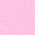 Seamless geometric pattern, white heart valentine`s day on pink background, stripes abstract template, vector illustration Royalty Free Stock Photo