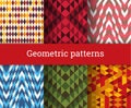 Seamless geometric patterns set. Royalty Free Stock Photo