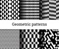 Seamless geometric patterns set. Royalty Free Stock Photo