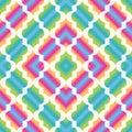 Seamless geometric rainbow pattern of shapes on a white