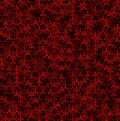 Seamless geometric red triplex shapes on black background vector pattern