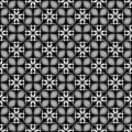 Decorative Seamless Floral Geometric Black & White Pattern Background. Complicated, material. Royalty Free Stock Photo