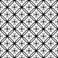 Decorative Seamless Floral Geometric Black & White Pattern Background. Monochromatic, flowers. Royalty Free Stock Photo