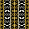 Seamless geometric retro pattern in yellow, black, dusty white c