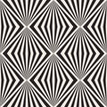 Seamless geometric stylish illusion pattern. Simple monochrome design. Creative fashion striped texture.