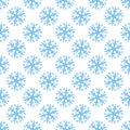Seamless vector monochrome simple Christmas pattern with blue snowflakes
