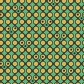 Seamless geometric vector pattern with green alien heads Royalty Free Stock Photo