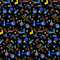 Seamless geometric vintage pattern in retro 80s style, memphis. for fabric design Royalty Free Stock Photo