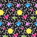 Seamless geometric vintage pattern in retro 80s style, memphis. Royalty Free Stock Photo