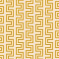 Seamless geometric yellow line pattern: retro vector abstract meander design Royalty Free Stock Photo
