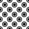 Seamless Geometrical Black Flower Repeated Design On White Background