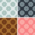 Seamless geometrical flowers pattern set Royalty Free Stock Photo