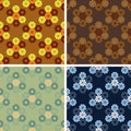 Seamless geometrical flowers pattern set Royalty Free Stock Photo