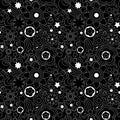 Seamless geometrical pattern with stars and flowers.