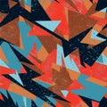 Seamless geometry urban pattern with triangular elements and grunge spots