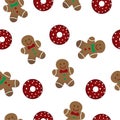 Seamless Gingerbread cookies stock illustration, Christmas pattern background