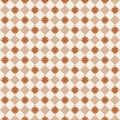 Seamless gingham pattern with coffee bean flowers in casual brown tones