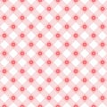 Seamless gingham pattern with red flowers in star shape with pink undertones Royalty Free Stock Photo