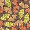 Seamless ginkgo biloba autumn leaf pattern.