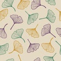 Seamless ginkgo biloba leaf pattern.